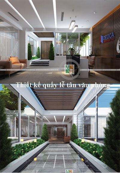 Thiết kế quầy lễ tân văn phòng công ty Đèo Cả