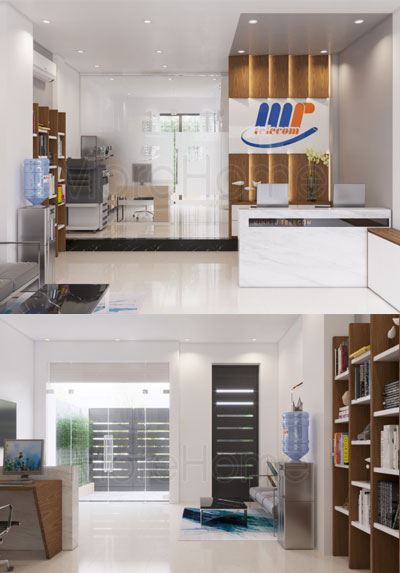Thiết kế quầy lễ tân văn phòng công ty Máy Tính tại Hà Đô Centrosa - Quận 10
